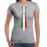 Bellatio Decorations Verkleed shirt voor dames - stropdas Italie - grijs - supporter - themafeest XL