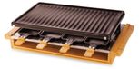Raclette grill - 8 personnes - Bambou - 1200 W - Revêtement antiadhésif