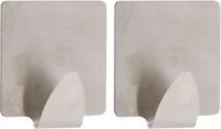 Tendance Plakhaakjes - 3,5 cm - zilver - Zelfklevende ophang haakjes - 2x stuks - RVS - keuken/badkamer haken