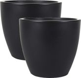 Ter Steege Bloempot - 2x stuks - zwart - glans - Scandinavisch - 24 x 22 cm - plantenpot