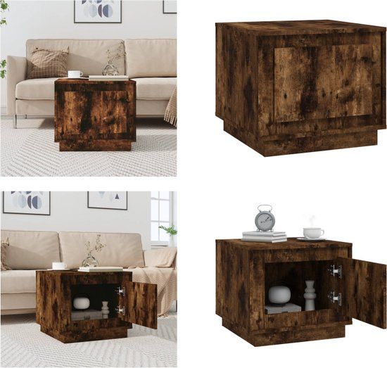 vidaXL Salontafel 51x50x44 cm bewerkt hout gerookt eikenkleurig