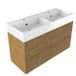 Saniclass Badkamermeubelset - 120x45x72cm - Legend keramische wastafel wit - 2 wasbakken - 2 kraangaten - 4 lades - mat eiken natural