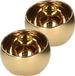 Countryfield Luxe theelichthouder - 2x - Veneta - keramiek - goudkleurig - D10 x H9 cm