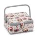 Hobby Gift Exclusieve kleine naaidoos, opbergdoos om te knutselen, dienblad voor accessoires, pinnenbol, pvc-handvat, 20 x 20 x 11 cm, uil