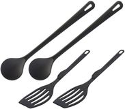 Westmark Set van 4 keukenhulpjes, 2 bakspatels en 2 roerlepels, hoogwaardig kunststof, zwart