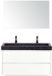 BES LED Dante Badmeubelset 100 cm - Wit Hoogglans - Wastafel Hardsteen Wit Lucca 2 Kraangaten met Spiegel