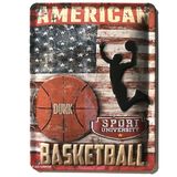 I&S/Les collections rétro Metalen bord reliëf 20x15 cm Sport University us Basket