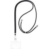 Phonillico® Universele verstelbare mobiele telefoon nekband zwarte koord transparante lanyard