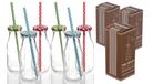 Retro melkflessen set van 6