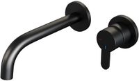 Brauer Black Edition Inbouw Wastafelmengkraan met Gebogen Uitloop en Rozetten Model D1 Mat Zwart