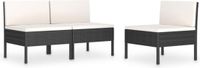 vidaXL Tuinstoelen set van 3 met kussens - Zwart