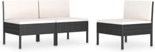 vidaXL Tuinstoelen set van 3 met kussens - Zwart