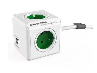 Allocacoc PowerCube Extended USB - Stekkerdoos - 1.5 m - Wit/Groen