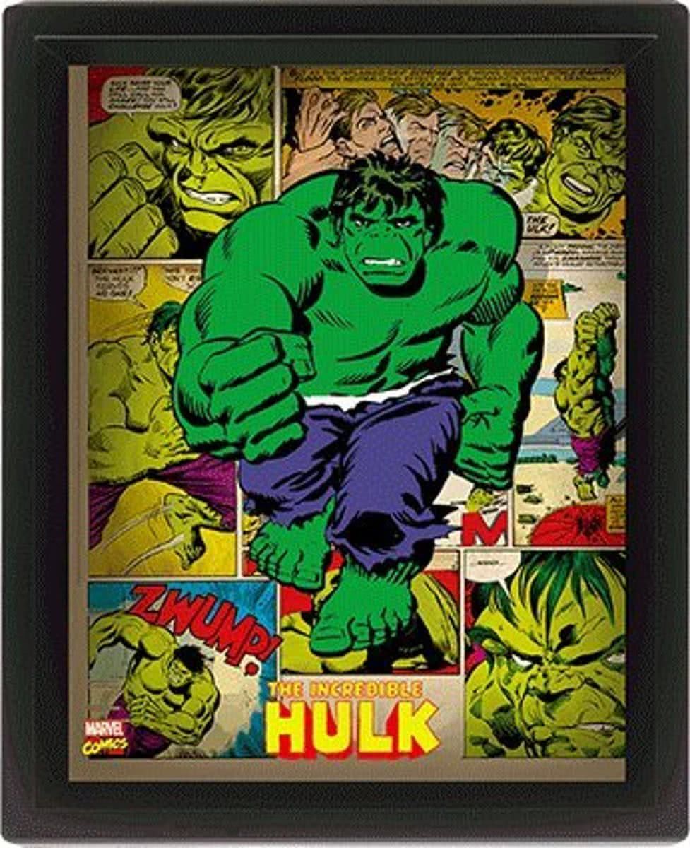Merchandising MARVEL RETRO HULK Framed 3Ds - Poster