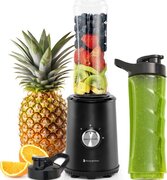 KitchenBrothers Mini Blender - Smoothie Maker - 2 To Go Bekers - 350W - Zwart