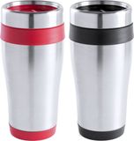 Merkloos / Sans marque Makito Western Europe Warmhoudbekers/thermos isoleer koffiebekers/mokken - 2x stuks - RVS - zwart en rood - 450 ml