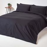 Homescapes Dekbedovertrek 200x200 cm Tweepersoons – Zwart – 100% Egyptisch Perkal Katoen – 200 TC – Inclusief 2 Kussenslopen