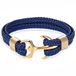 TJ Tom Jaxon Tom Jaxon Heren armband Anker gevlochten Leer Goudkleurig Blauw - 18cm