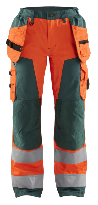 Blåkläder Dames werkbroek High-Vis met spijkerzakken 71561811 | High-Vis Oranje/Groen | Maat 44