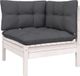 Banc d'angle de jardin avec coussins pin massif blanc