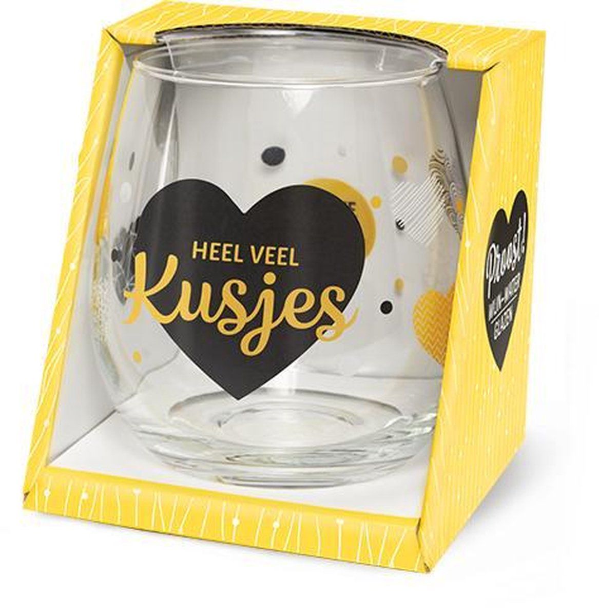 Miko Products Wijn - Waterglas Heel Veel Kusjes Valentijn