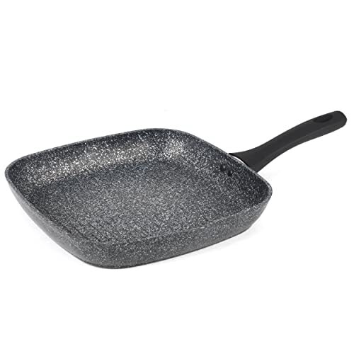 Salter BW05752S Megastone Collection Non-Stick Forged Aluminium Griddle Pan, 28 cm, Bakelite Handles, Metal Utensil & Dishwasher Safe, Suitable for All Hob Types, Silver,Zilver