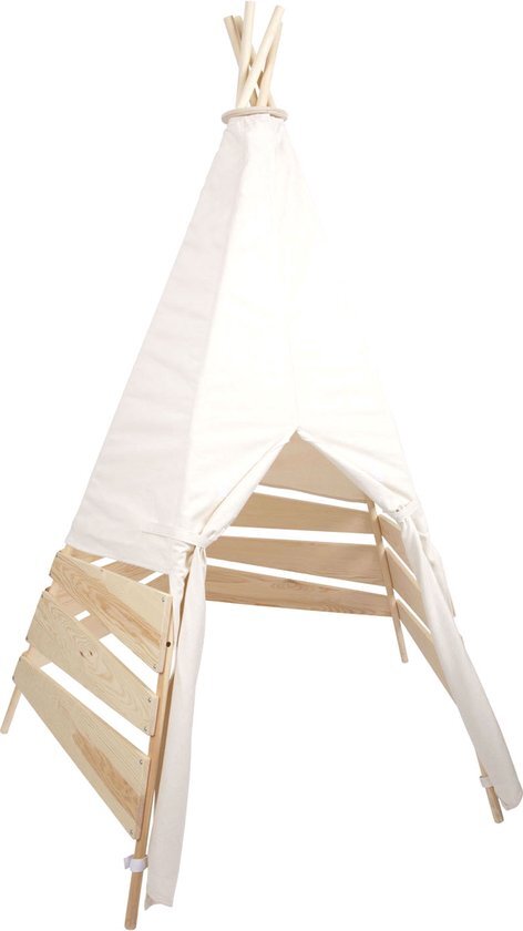 Small Foot Outdoor tent tipi van hout en tentstof, ruime speeltent voor de tuin, voor kinderen vanaf 2 jaar, 12405 Toys