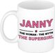 Bellatio Decorations naam cadeau mok - Janny - Woman Myth Supergirl - koffiemok - 300 ml - collega - moederdag