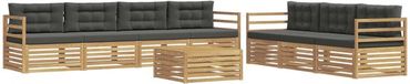 vidaXL Ensemble de canapés d'extérieur 7 places Blanc et anthracite Polyester