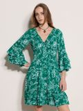 Apricot Mini-jurk met bloemenprint en ruches