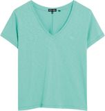 Superdry Studios Slub Emb Vee Tee Dames T-Shirt - Mintgroen - Maat XS