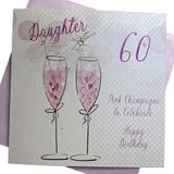 WHITE COTTON CARDS WBA60P-D Pink Champagne, verjaardagskaart voor 60e verjaardag