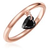 Glanzstücke München Ring Hart Zwart Synthetische steen Roségoud 999 zilver Maat 48