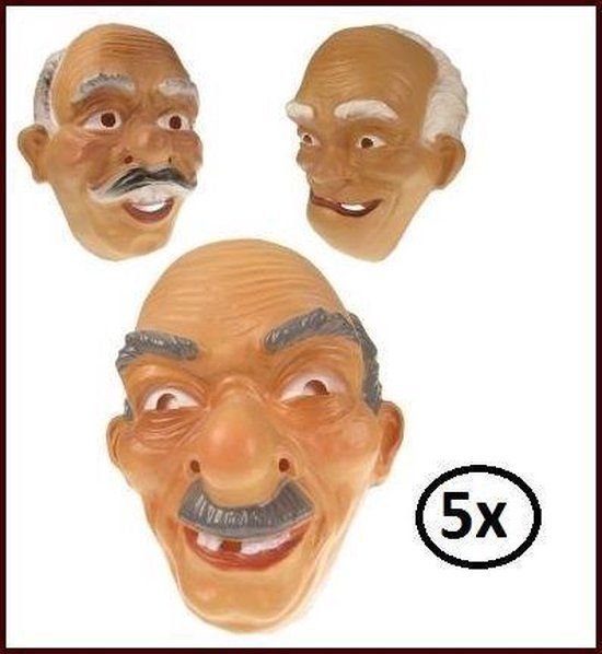 PartyXplosion Themaparty 5x Masker plastic opa assortie - Beige