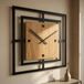 FLEXISTYLE Wandklok zonder tikkend geluid, modern design, hout, zwart, voor woonkamer, tienerkamer, vierkant, jongens