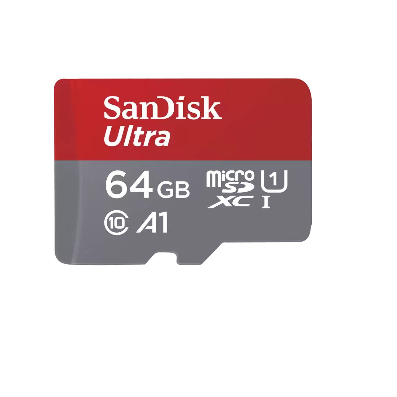 SanDisk Ultra - microSDXC - 64GB - Class 10 - 140 MB/s - Grijs/Rood