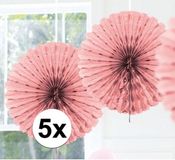 Merkloos / Sans marque Folat Bv Decoratie waaier van papier - 5x - Honeycomb - lichtroze - Dia 45 cm