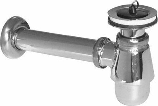 Nemo Skill bekersifon voor bidet met afvoerbuis 54 x D 32 mm met plug afdekrozet verchroomd