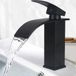 Ibenzoa® Robuuste Robinet de lavabo avec bec cascade, noir