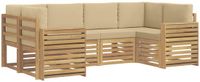 vidaXL - Buiten - bank - set - 6 - st - Wit - en - Beige - Polyester