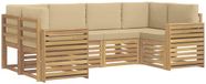 vidaXL - Buiten - bank - set - 6 - st - Wit - en - Beige - Polyester