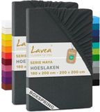 Lavea® Set van 2 Hoeslakens 180x200 cm – Antraciet