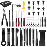 GOOACC 102 Stks Trim Removal Tool, Auto Push Pin Nylon Bumper Retainer Clip Set Bevestigingsklem Terminal Remover Tool Ronde Handvat Crowbar Kit Auto/Radio Panel, Zwart