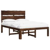 vidaXL - Tweepersoonsbed - met - hoofdbord - ROSTOCK - Donkerbruin - 135 - x - 190 - cm