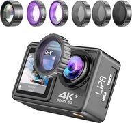 Lipa AT-S81ER 4K action camera IPS Wifi - Dual Screen - Externe mic aansluiting usb - SD tot 256 GB - Met 5 lensfilters- 4x optische zoom - Remote - Sony IMX sensor - 4K 60 FPS - 20 MP - 21 mounts - Beeldstabilisatie - waterproof - +SD-kaart 16 GB