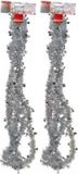 Merkloos / Sans marque Edco Eindhoven Bv Christmas Gifts Kerstslinger - 2x - zilver - sterretjes - 270 cm - folie/lametta - kerstboomversiering