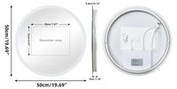Miroir de salle de bain rond à LED - Miroir mural sans cadre - 50 cm - Antibuée - Gradation continue - 3000K/4000K/6000K - Fonction mémoire - Éclairage arrière