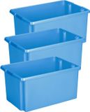 Sunware Nesta boîte de rangement - 3 pièces - plastique - bleu - 51 litres