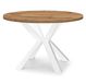 Table de salle à manger ronde extensible, noir RAL, plateau en chêne Wotan, pieds en bois de hêtre massif, style industriel/rustique, 110/210 cm