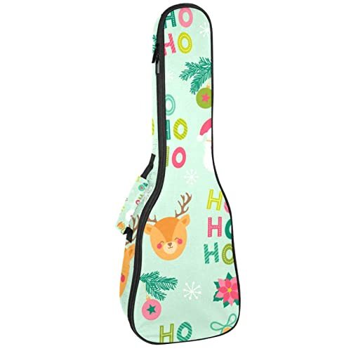 Mersov Concert Ukelele Rugzak, Heavy Duty Ukelele Case Bag met Opslag, Sopraan Concert Tenor Ukelele 10 MM Gewatteerde BagBlack SheepsChristmas HOHO Kerstman Sneeuwman